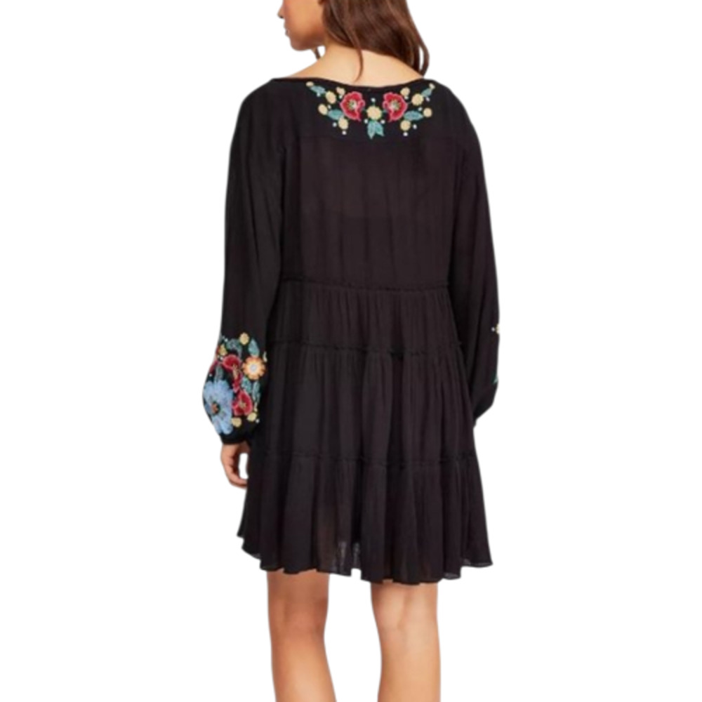 Free People Spell On You Black Embroidered Dress Small Petite - Picture 3 of 8